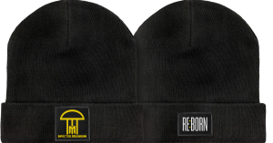 Reborn -  Black Beanie With Front And Back Patches