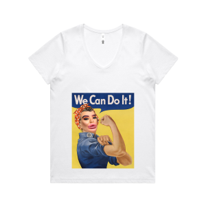 חולצת נשים לבנה - WE CAN DO IT!